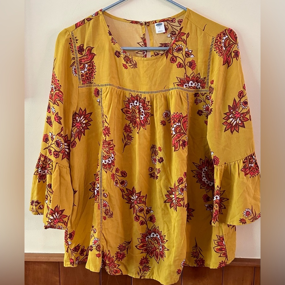Old Navy Yellow Floral Blouse